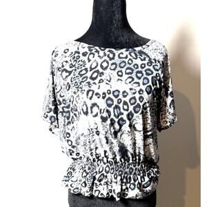 Paris Pink Y2K Leopard Print Peplum Top Flared Sleeve Fairycore Size M